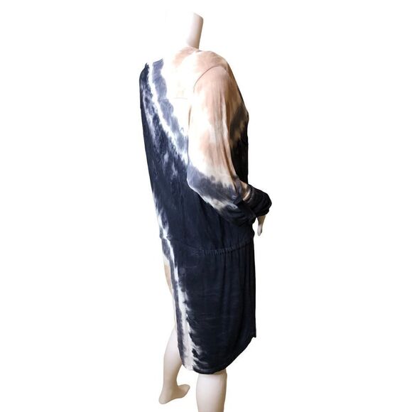 Young Fabulous & Broke Tie Dye Mini Dress Small Soft Blue Beige Cinch Tie Waist - Picture 5 of 9